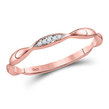  10k Rose Gold Womens Round Diamond Contour Stackable Band Ring .02 Cttw