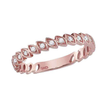  10k Rose Gold Womens Round Diamond Marquise Shape Stackable Band Ring 1/10 Cttw