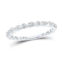  10k White Gold Womens Round Diamond Stackable Band Ring 1/8 Cttw