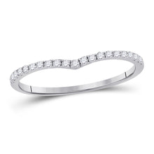  10k White Gold Womens Round Diamond Chevron Stackable Band Ring 1/6 Cttw