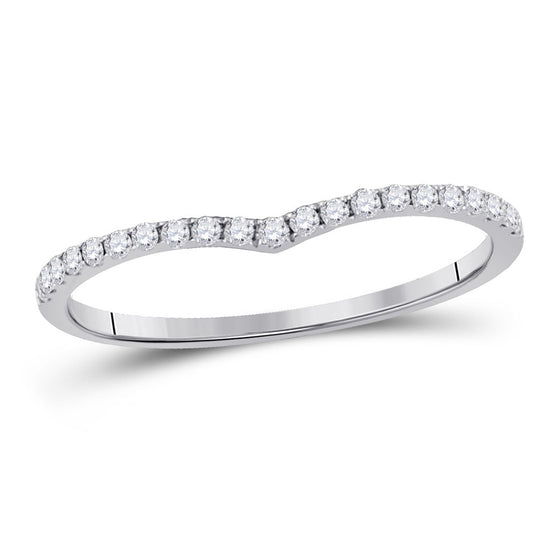 10k White Gold Womens Round Diamond Chevron Stackable Band Ring 1/6 Cttw