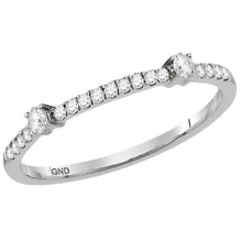  10k White Gold Womens Round Diamond Single Row Stackable Band Ring 1/6 Cttw