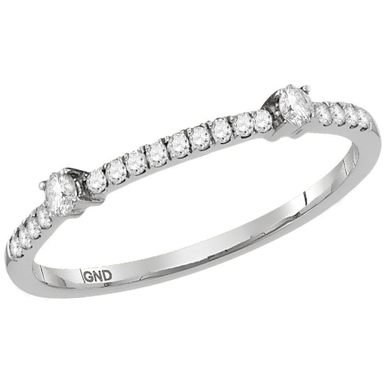 10k White Gold Womens Round Diamond Single Row Stackable Band Ring 1/6 Cttw