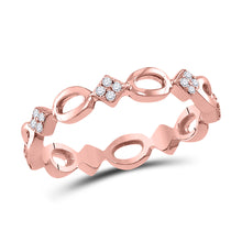  10k Rose Gold Womens Round Diamond Stackable Band Ring 1/8 Cttw