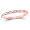 10k Rose Gold Womens Round Diamond Single Row Stackable Band Ring 1/8 Cttw