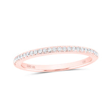  10k Rose Gold Womens Round Diamond Single Row Stackable Band Ring 1/8 Cttw