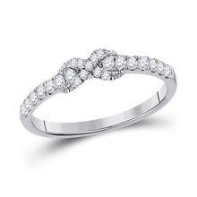  10k White Gold Womens Round Diamond Infinity Knot Stackable Band Ring 1/4 Cttw
