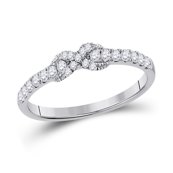 10k White Gold Womens Round Diamond Infinity Knot Stackable Band Ring 1/4 Cttw