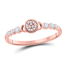 10k Rose Gold Womens Round Diamond Cluster Stackable Band Ring 1/6 Cttw