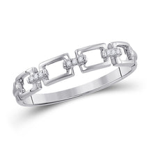  10k White Gold Womens Round Diamond Chain Link Stackable Band Ring .03 Cttw