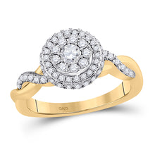  10k Yellow Gold Round Diamond Halo Bridal Wedding Engagement Ring 3/4 Cttw