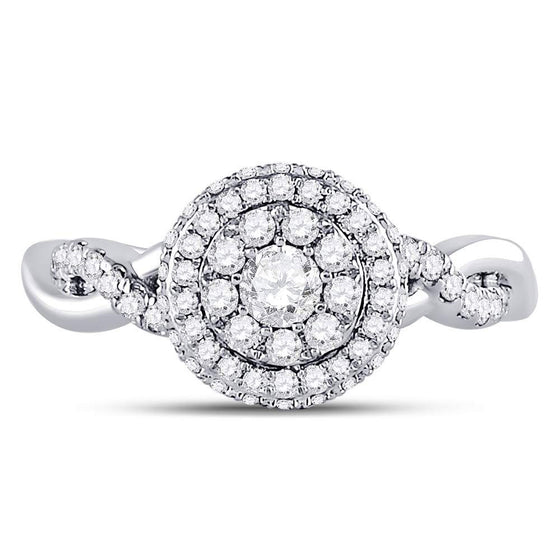 10k White Gold Round Diamond Cluster Bridal Wedding Engagement Ring 3/4 Cttw