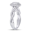 10k White Gold Round Diamond Cluster Bridal Wedding Engagement Ring 3/4 Cttw