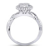 10k White Gold Round Diamond Cluster Bridal Wedding Engagement Ring 3/4 Cttw