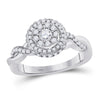 10k White Gold Round Diamond Cluster Bridal Wedding Engagement Ring 3/4 Cttw