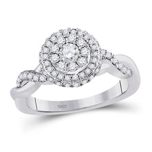  10k White Gold Round Diamond Cluster Bridal Wedding Engagement Ring 3/4 Cttw