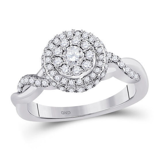 10k White Gold Round Diamond Cluster Bridal Wedding Engagement Ring 3/4 Cttw