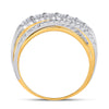 14k Yellow Gold Womens Round Diamond Graduated Crossover Band Ring 1/2 Cttw