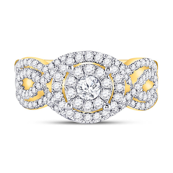 14k Yellow Gold Round Diamond 3-Piece Bridal Wedding Ring Set 1 Cttw