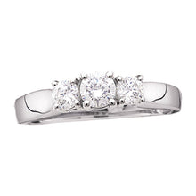  14k White Gold Round Diamond 3-stone Bridal Wedding Engagement Ring 1-1/2 Cttw