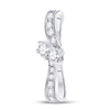 14k White Gold Womens Round Diamond 2-stone Pendant 1/2 Cttw