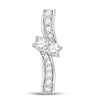 14k White Gold Womens Round Diamond 2-stone Pendant 1/2 Cttw