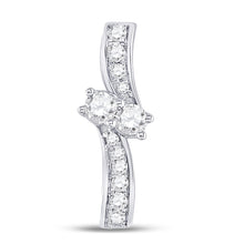  14k White Gold Womens Round Diamond 2-stone Pendant 1/2 Cttw