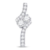14k White Gold Womens Round Diamond 2-stone Pendant 1/2 Cttw