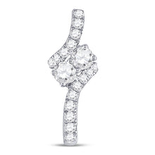  14k White Gold Womens Round Diamond 2-stone Pendant 1/2 Cttw