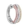 10k Tri-Tone Gold Womens Round Diamond Hoop Earrings 1/4 Cttw