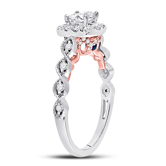 14k Two-tone Gold Princess Diamond Solitaire Bridal Wedding Engagement Ring 3/4 Cttw