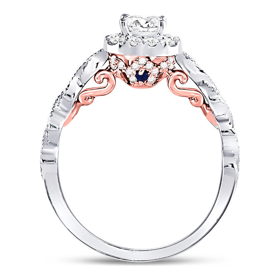 14k Two-tone Gold Princess Diamond Solitaire Bridal Wedding Engagement Ring 3/4 Cttw