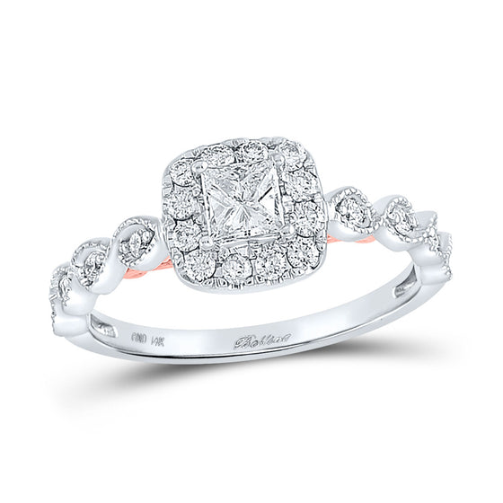 14k Two-tone Gold Princess Diamond Solitaire Bridal Wedding Engagement Ring 3/4 Cttw