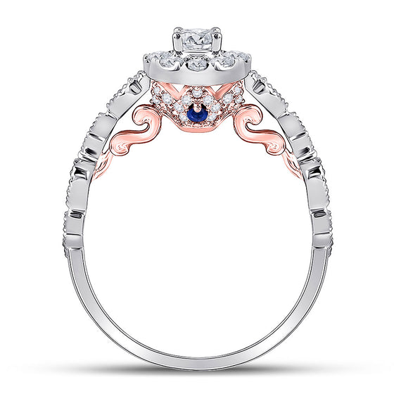 14k Two-tone Gold Round Diamond Solitaire Bridal Wedding Engagement Ring 3/4 Cttw