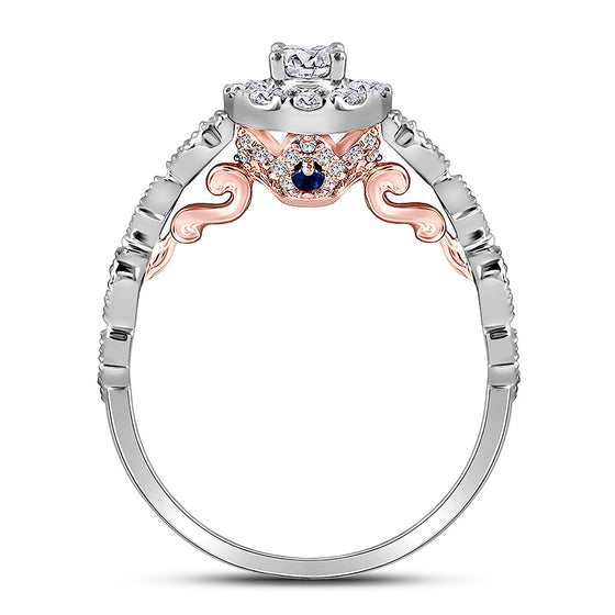14k Two-tone Gold Round Diamond Solitaire Bridal Wedding Engagement Ring 3/4 Cttw