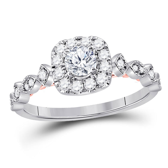 14k Two-tone Gold Round Diamond Solitaire Bridal Wedding Engagement Ring 3/4 Cttw