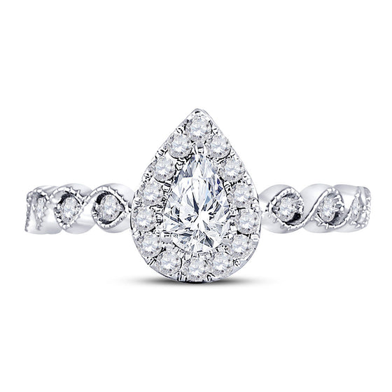 14k Two-tone Gold Pear Diamond Solitaire Bridal Wedding Engagement Ring 3/4 Cttw