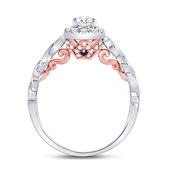 14k Two-tone Gold Pear Diamond Solitaire Bridal Wedding Engagement Ring 3/4 Cttw