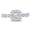 14k Two-tone Gold Round Diamond Halo Bridal Wedding Engagement Ring 3/4 Cttw