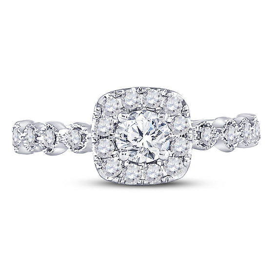14k Two-tone Gold Round Diamond Halo Bridal Wedding Engagement Ring 3/4 Cttw