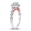 14k Two-tone Gold Round Diamond Halo Bridal Wedding Engagement Ring 3/4 Cttw