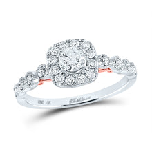  14k Two-tone Gold Round Diamond Halo Bridal Wedding Engagement Ring 3/4 Cttw