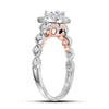 14k Two-tone Gold Emerald Diamond Halo Bridal Wedding Engagement Ring 3/4 Cttw