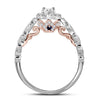 14k Two-tone Gold Emerald Diamond Halo Bridal Wedding Engagement Ring 3/4 Cttw