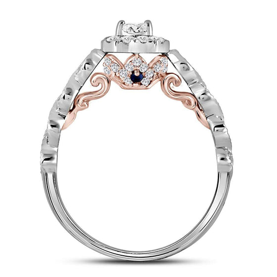 14k Two-tone Gold Emerald Diamond Halo Bridal Wedding Engagement Ring 3/4 Cttw