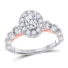 14k Two-tone Gold Oval Diamond Halo Bridal Wedding Engagement Ring 3/4 Cttw