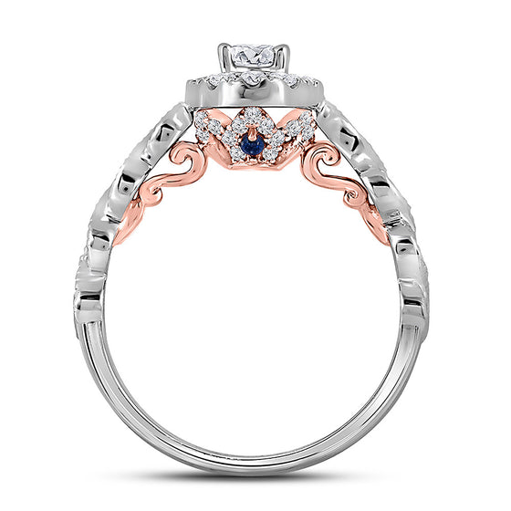 14k Two-tone Gold Oval Diamond Halo Bridal Wedding Engagement Ring 3/4 Cttw