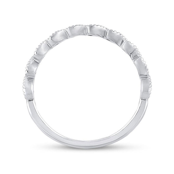 10k White Gold Womens Round Diamond Stackable Band Ring 1/6 Cttw