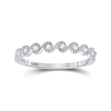  10k White Gold Womens Round Diamond Stackable Band Ring 1/6 Cttw