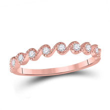  10k Rose Gold Womens Round Diamond Stackable Band Ring 1/6 Cttw